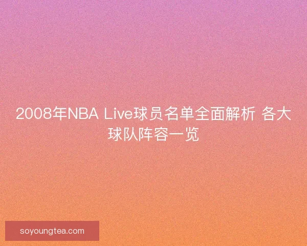 2008年NBA Live球员名单全面解析 各大球队阵容一览