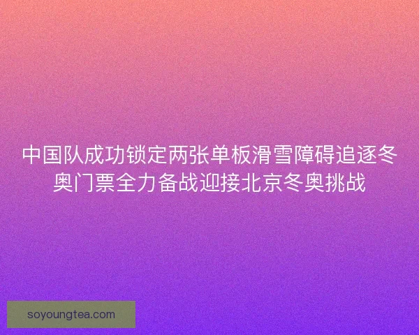 中国队成功锁定两张单板滑雪障碍追逐冬奥门票全力备战迎接北京冬奥挑战